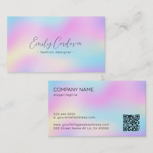 Farbenfrohe irisierende Textur Blau-Sondertypograf Visitenkarte (Vorne/Hinten)