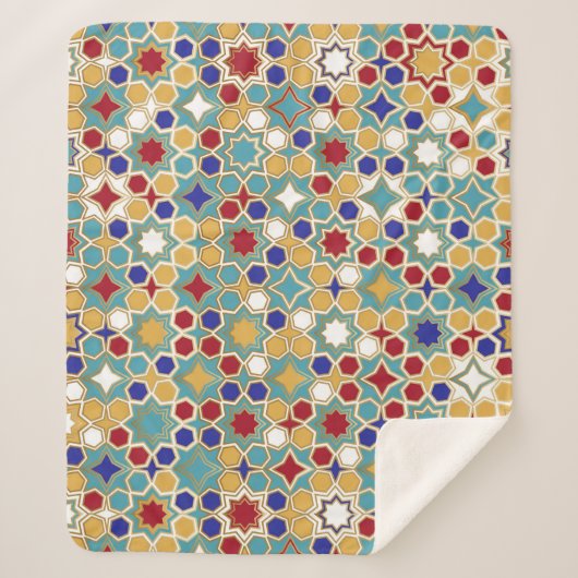 Farbenfrohe islamische Mosaike, nahtloses Muster Sherpadecke (Vorderseite)