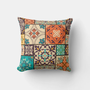Farbenfrohe islamische Patchwork: Vintage Tile. Kissen