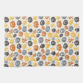 Farbenfrohe Jack-O'-Lantern-Gesichtsmuster Geschirrtuch (Horizontal)