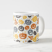 Farbenfrohe Jack-O'-Lantern-Gesichtsmuster Jumbo-Tasse (Vorderseite Rechts)