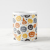 Farbenfrohe Jack-O'-Lantern-Gesichtsmuster Jumbo-Tasse (Vorderseite)