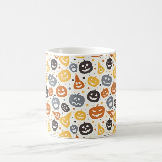 Farbenfrohe Jack-O'-Lantern-Gesichtsmuster Kaffeetasse (Mittel)