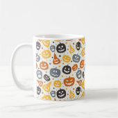 Farbenfrohe Jack-O'-Lantern-Gesichtsmuster Kaffeetasse (Links)