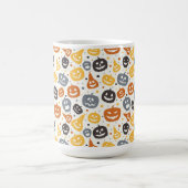 Farbenfrohe Jack-O'-Lantern-Gesichtsmuster Kaffeetasse (Mittel)