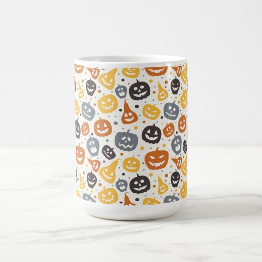 Farbenfrohe Jack-O'-Lantern-Gesichtsmuster Kaffeetasse (Mittel)
