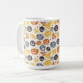 Farbenfrohe Jack-O'-Lantern-Gesichtsmuster Kaffeetasse (Vorderseite Links)