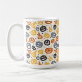 Farbenfrohe Jack-O'-Lantern-Gesichtsmuster Kaffeetasse (Links)