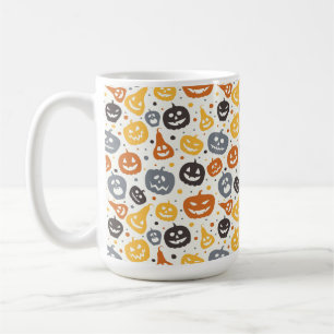 Farbenfrohe Jack-O'-Lantern-Gesichtsmuster Kaffeetasse