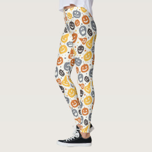 Farbenfrohe Jack-O'-Lantern-Gesichtsmuster Leggings