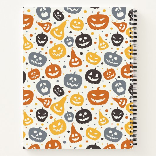 Farbenfrohe Jack-O'-Lantern-Gesichtsmuster Notizblock (Rückseite)