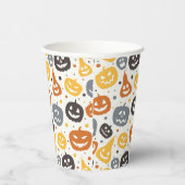 Farbenfrohe Jack-O'-Lantern-Gesichtsmuster Pappbecher (Rechts)