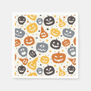 Farbenfrohe Jack-O'-Lantern-Gesichtsmuster Serviette