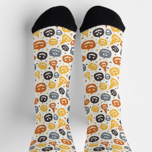 Farbenfrohe Jack-O'-Lantern-Gesichtsmuster Socken (Oben)