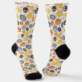 Farbenfrohe Jack-O'-Lantern-Gesichtsmuster Socken (Gewinkelt)
