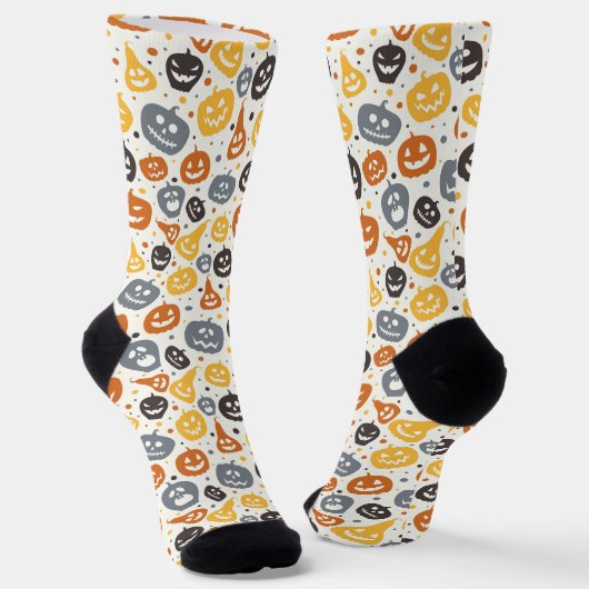 Farbenfrohe Jack-O'-Lantern-Gesichtsmuster Socken (Gewinkelt)
