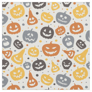 Farbenfrohe Jack-O'-Lantern-Gesichtsmuster Stoff