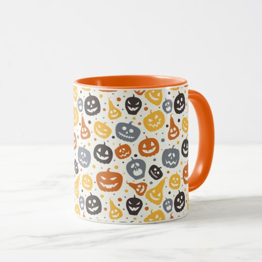 Farbenfrohe Jack-O'-Lantern-Gesichtsmuster Tasse (VorderseiteRechts)
