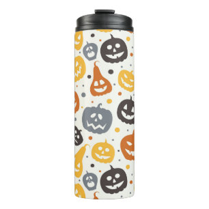 Farbenfrohe Jack-O'-Lantern-Gesichtsmuster Thermosbecher