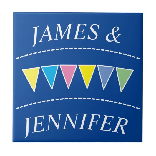 Farbenfrohe Jagd und Namen Fliese (Vorderseite)