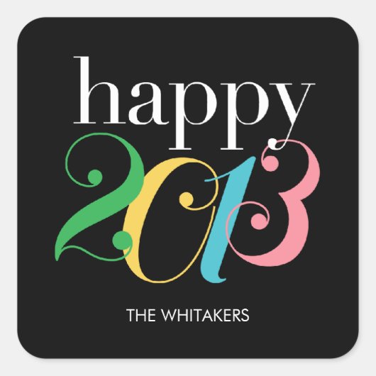 Farbenfrohe Jahr Silvester Party Stickers (Vorderseite)