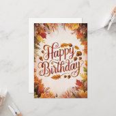 Farbenfrohe Jahreszeit Herbst glücklich Geburtstag Karte (Vorderseite/Rückseite Beispiel)