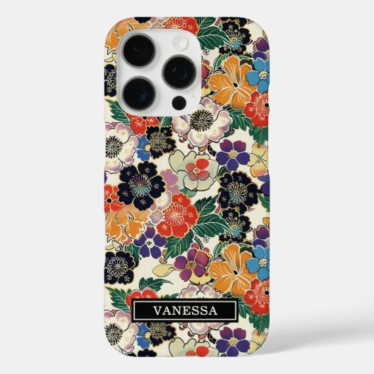 Farbenfrohe japanische Blumen monogrammiert Case-Mate iPhone Hülle (Rückseite)