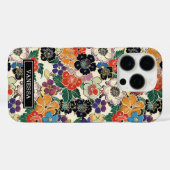 Farbenfrohe japanische Blumen monogrammiert Case-Mate iPhone Hülle (Rückseite (Horizontal))