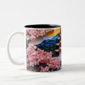 Farbenfrohe japanische Landschaft Zweifarbige Tasse (Links)
