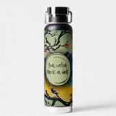 Farbenfrohe japanische Watercolor Natur Szene Vöge Trinkflasche (Rückseite)