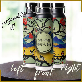 Farbenfrohe japanische Watercolor Natur Szene Vöge Trinkflasche