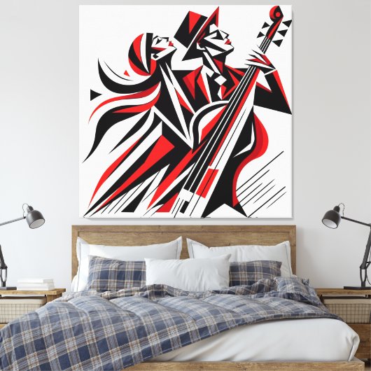 Farbenfrohe Jazz Romance Leinwanddruck (Insitu (Schlafzimmer))