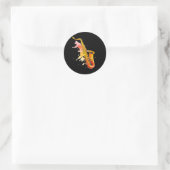 Farbenfrohe Jazz Saxophon Player Runder Aufkleber (Tasche)