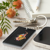 Farbenfrohe Jazz Saxophon Player Schlüsselanhänger (Vorderseite rechts)