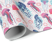 Farbenfrohe Jelly-Fische Geschenkpapier (Rolleneckpunkt)