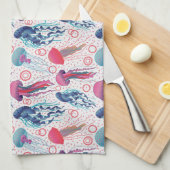 Farbenfrohe Jelly-Fische Geschirrtuch (Viertel Falte)