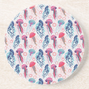 Farbenfrohe Jelly-Fische Getränkeuntersetzer