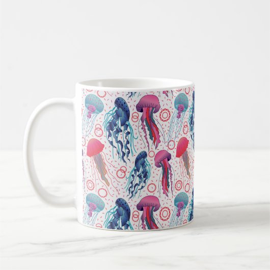 Farbenfrohe Jelly-Fische Kaffeetasse (Links)
