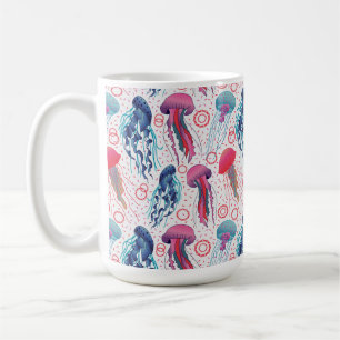 Farbenfrohe Jelly-Fische Kaffeetasse