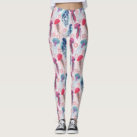 Farbenfrohe Jelly-Fische Leggings (Vorderseite)
