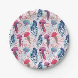 Farbenfrohe Jelly-Fische Pappteller