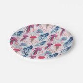 Farbenfrohe Jelly-Fische Pappteller (Schrägansicht)