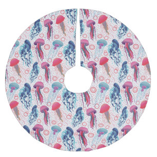 Farbenfrohe Jelly-Fische Polyester Weihnachtsbaumdecke