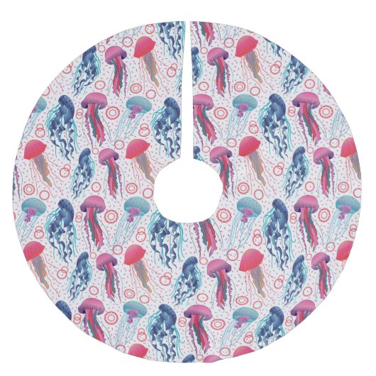 Farbenfrohe Jelly-Fische Polyester Weihnachtsbaumdecke (Vorderseite)