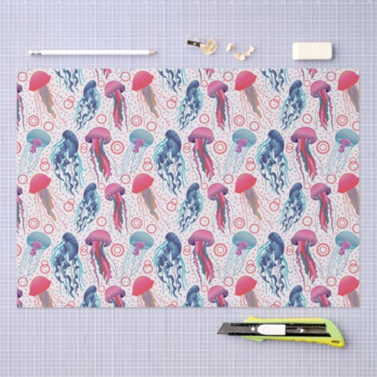 Farbenfrohe Jelly-Fische Seidenpapier (Handwerk)