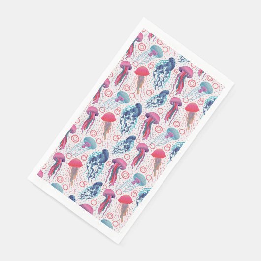 Farbenfrohe Jelly-Fische Serviette (Ecke)