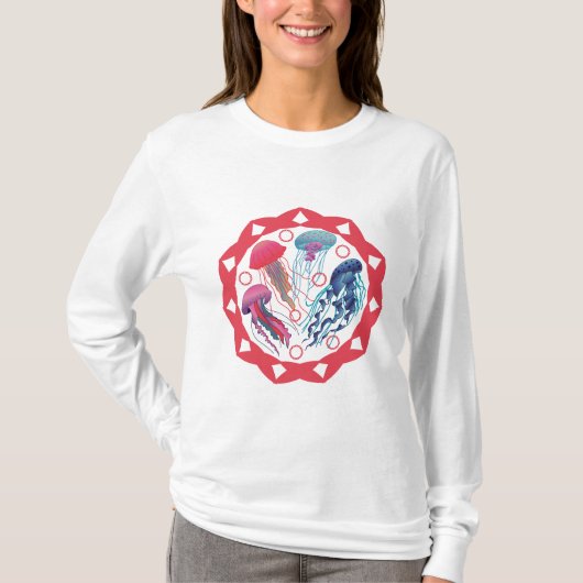 Farbenfrohe Jelly-Fische T-Shirt (Vorderseite)