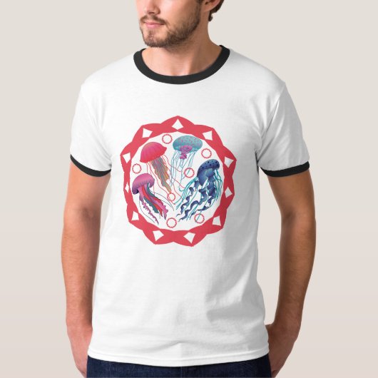 Farbenfrohe Jelly-Fische T-Shirt (Vorderseite)