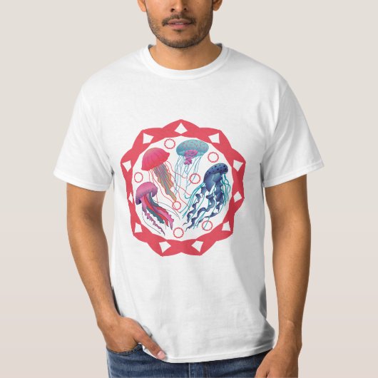 Farbenfrohe Jelly-Fische T-Shirt (Vorderseite)
