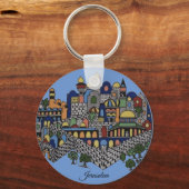 Farbenfrohe Jerusalem-Keramik Schlüsselanhänger (Vorderseite)